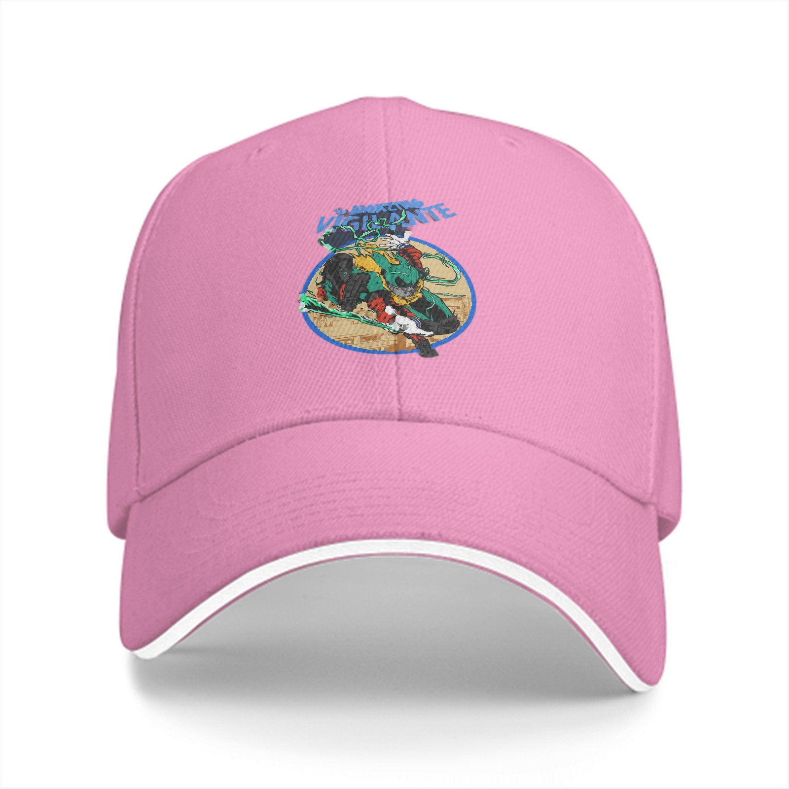 Black baseball cap with vigilante graphic print