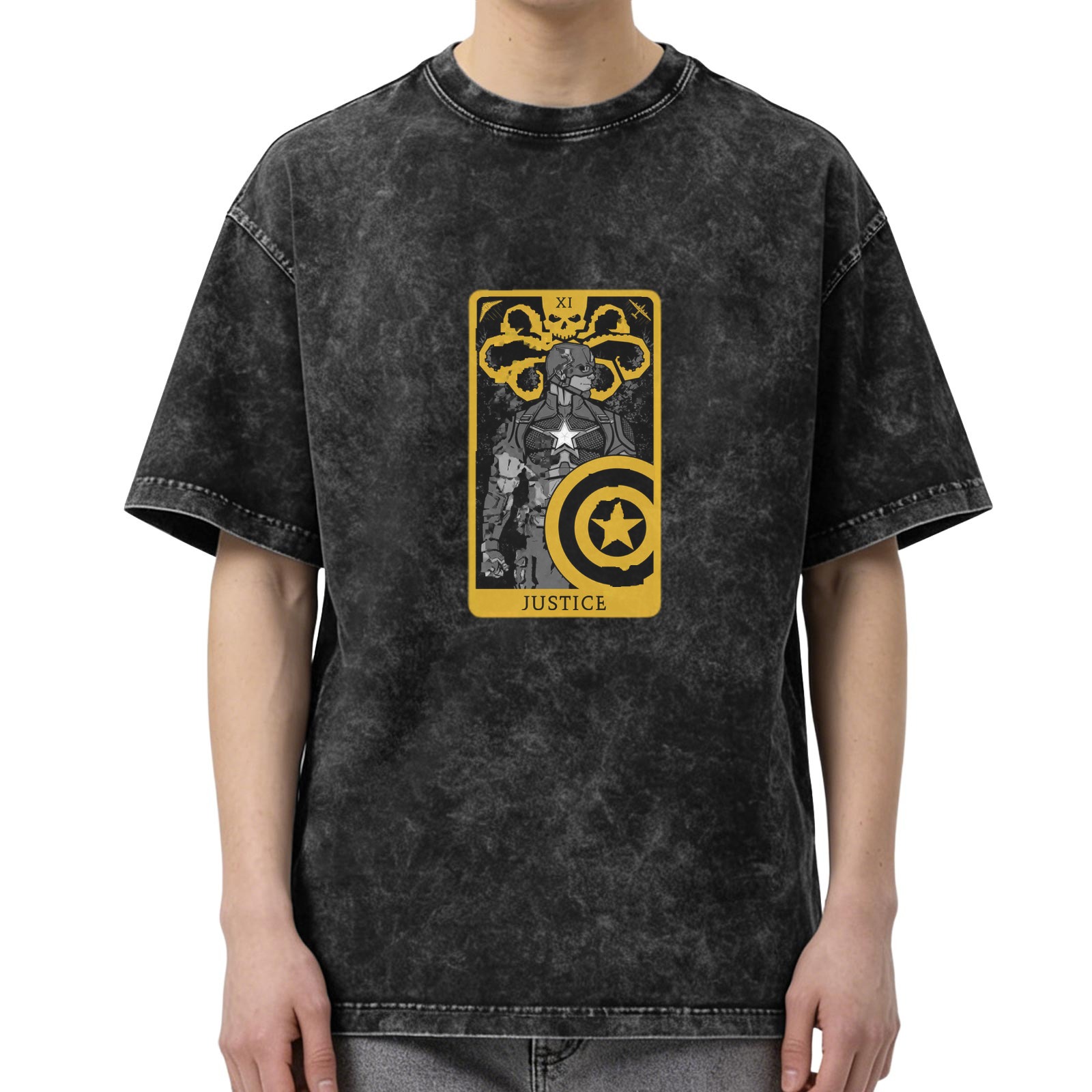 Hydra Captain America Justice Tarot Stonewashed T-Shirt