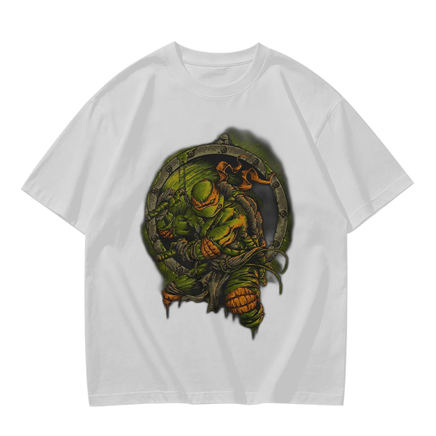 Olive Green T-Shirt With Ninja Turtle Porthole Graphic
