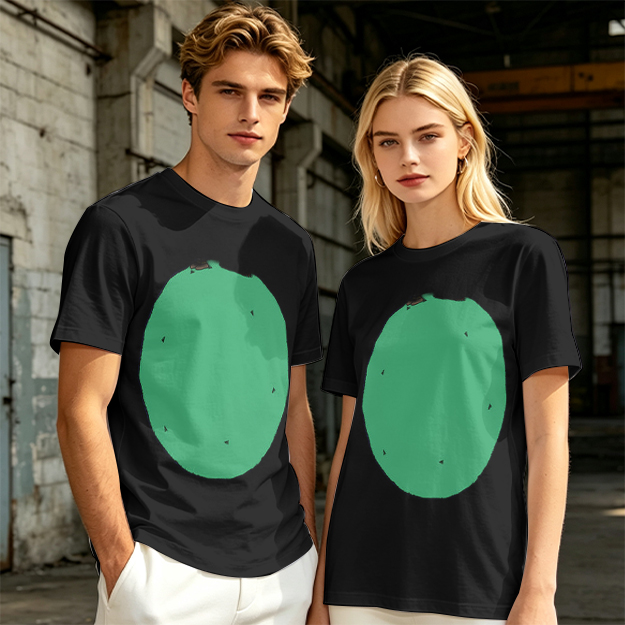 Olive Green T-Shirt With Simple Green Oval Graphic Print