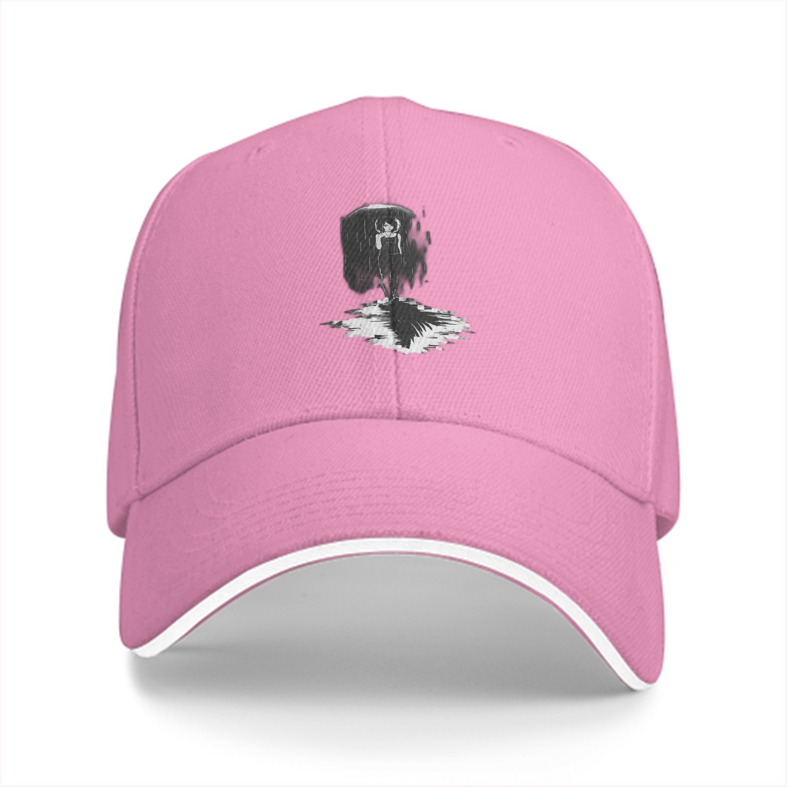 Black baseball cap with abstract figure reflection graphic