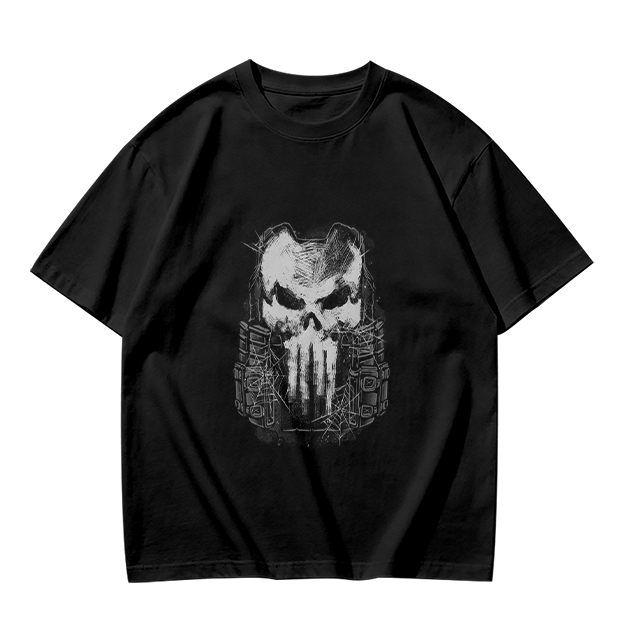 Olive Green T-Shirt With Tactical Skull Graphic Print