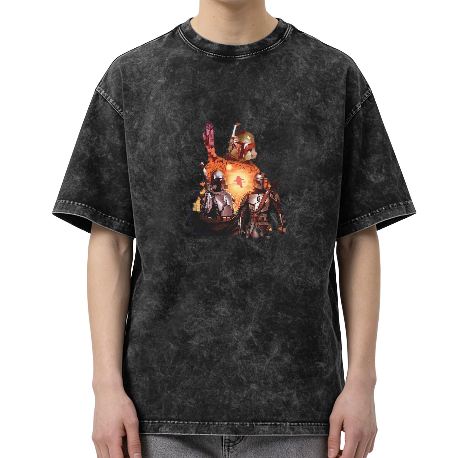 Star Wars Mandalorian Characters Vintage Wash Graphic T-Shirt