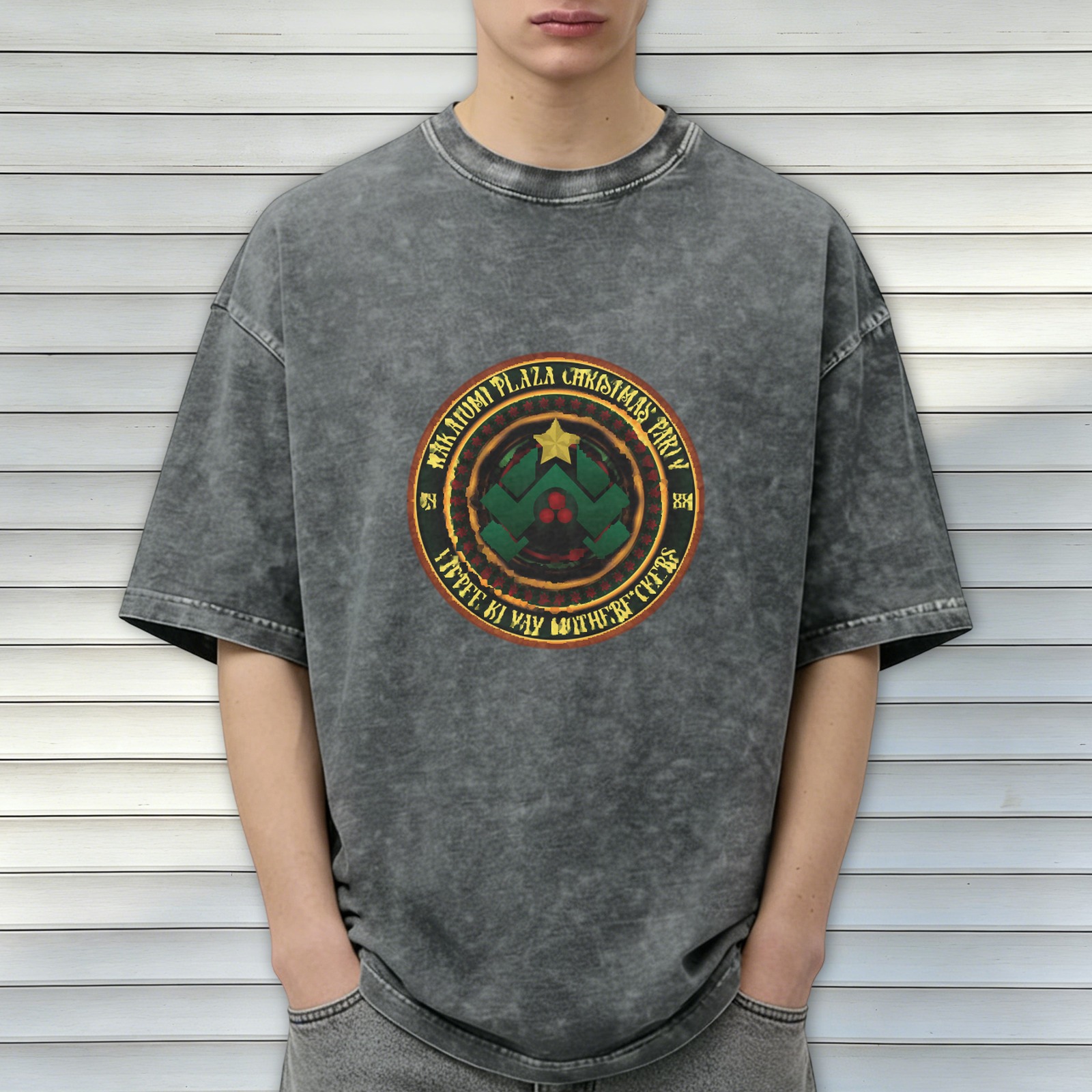 Wakutumi Plaza Christmas Party Graphic Vintage Wash T-Shirt