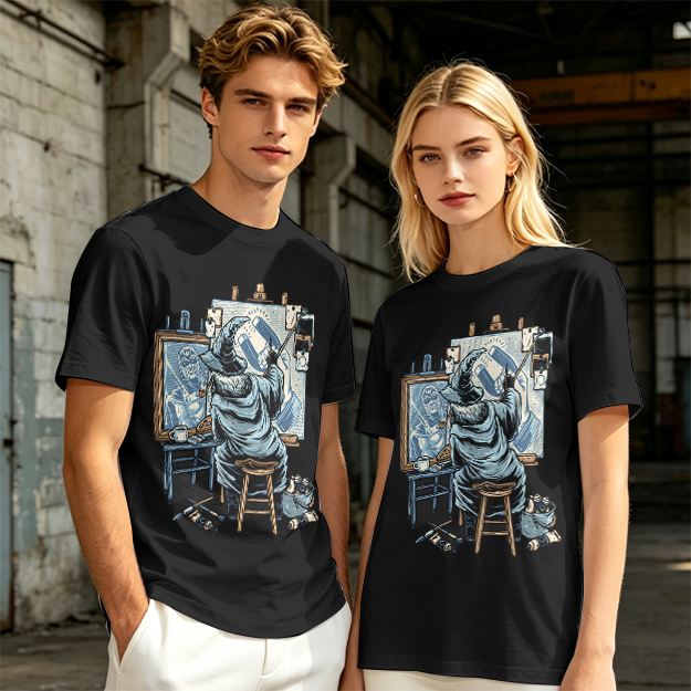 Olive T-Shirt Featuring Wizard Painting Superhero Artwork