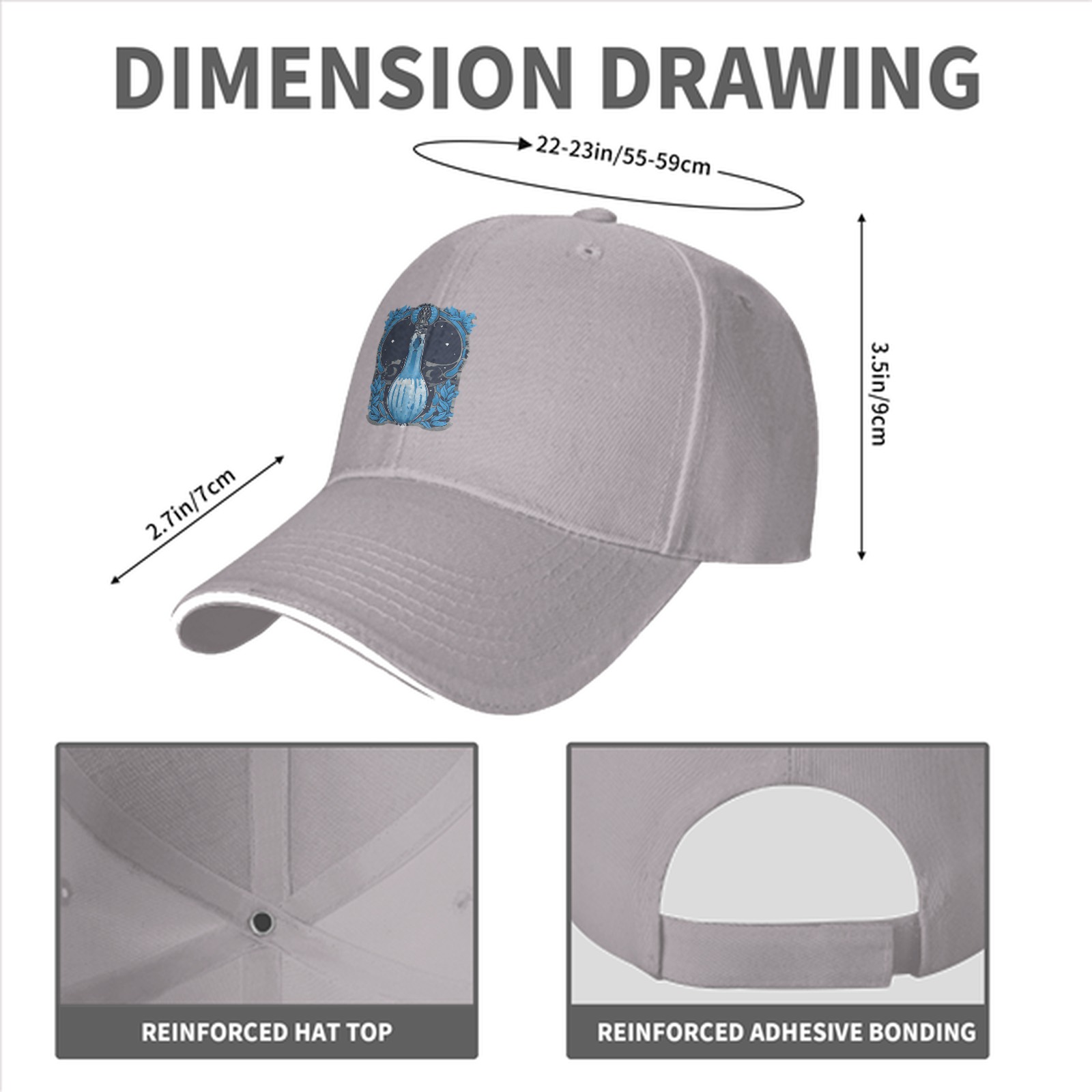 Black Baseball Cap With Blue Celestial Bottle Crest Print