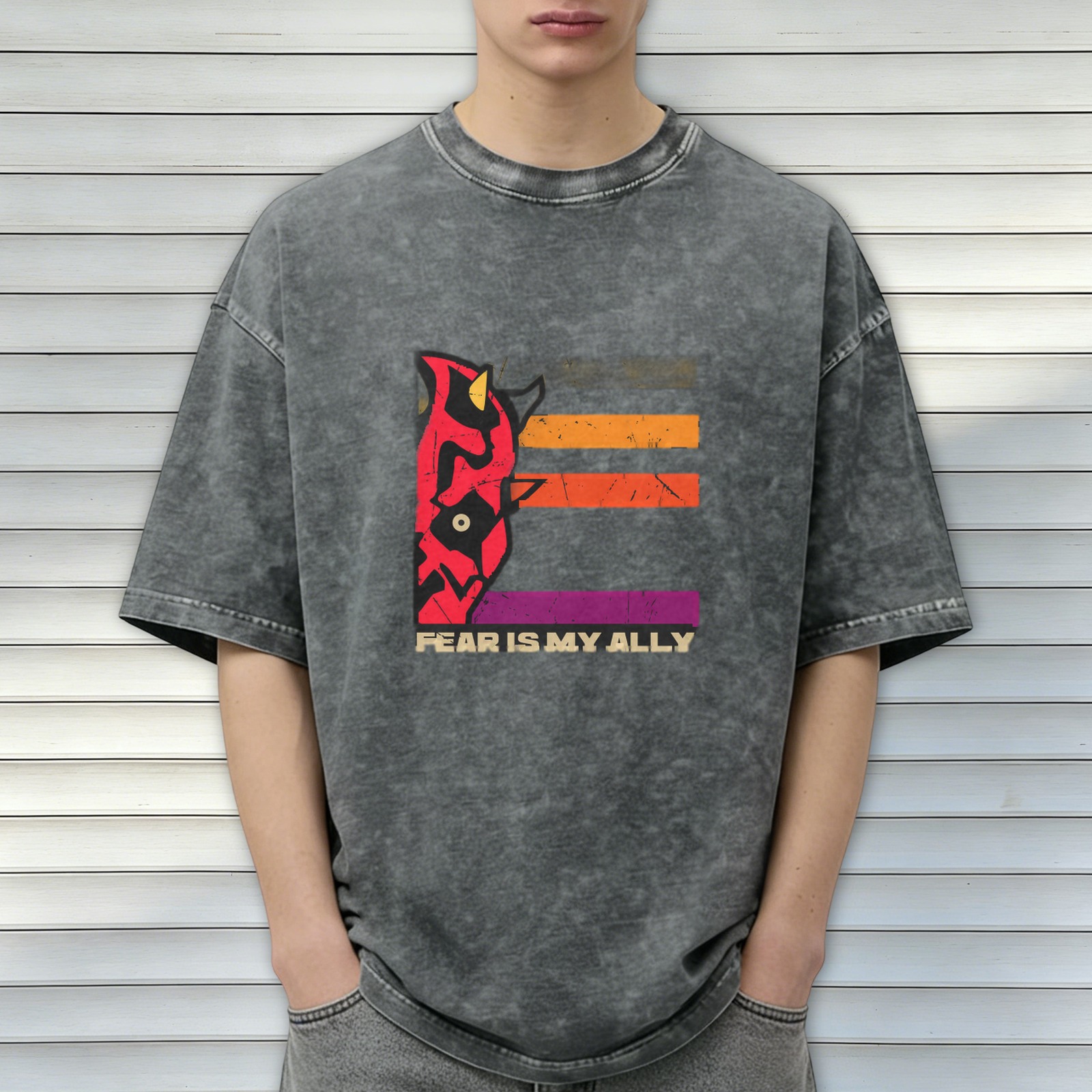 Fear Is My Ally Dark Washed Graphic T-Shirt