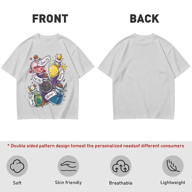 Olive T-Shirt With Magical Potion Bottles Graphic Design