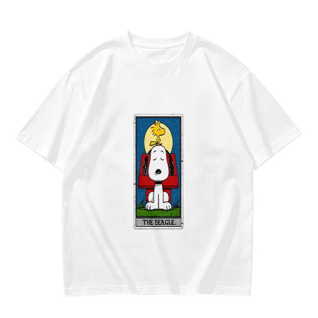 Olive T-Shirt with Snoopy The Beagle Tarot Card Graphic
