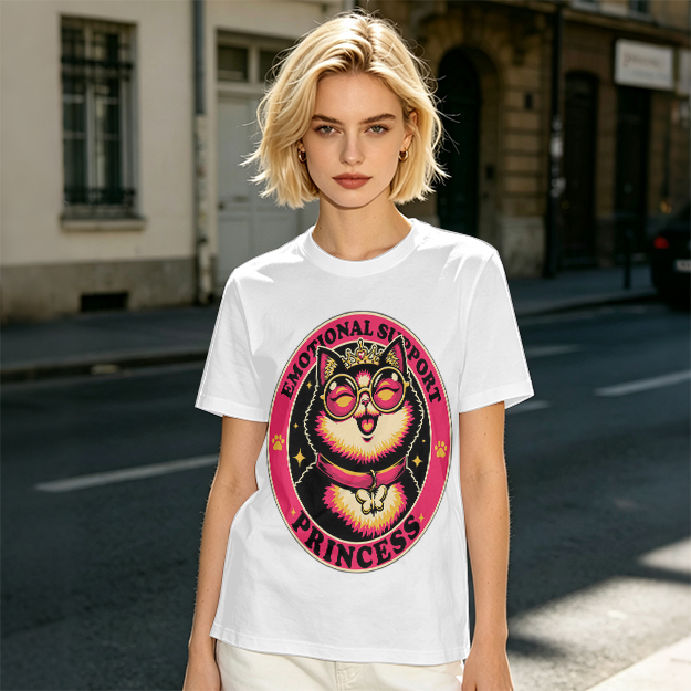 Emotional Support Princess Cat Graphic T-Shirt