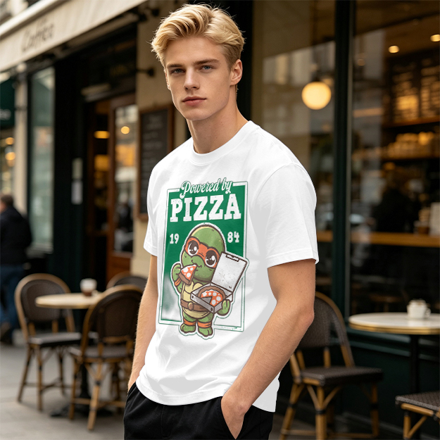 Powered by Pizza 1984 Cute Ninja Turtle T-Shirt