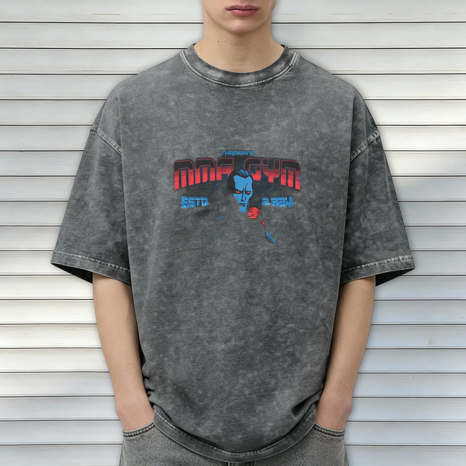 Thrawn's MMA Gym Estd 2384 Acid Wash Graphic T-Shirt