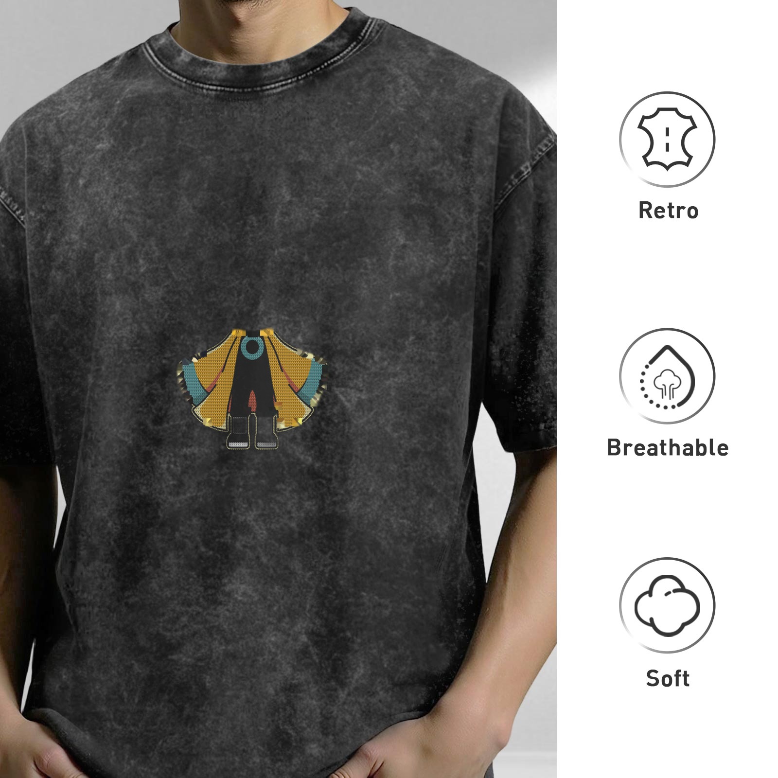Oversized Acid Wash T-Shirt With Graphic Print