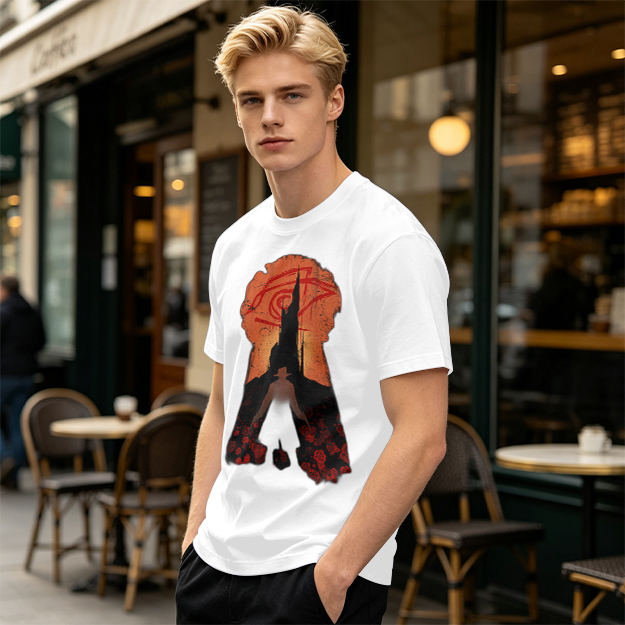 Olive T-Shirt With Dark Tower Keyhole Silhouette Art Print