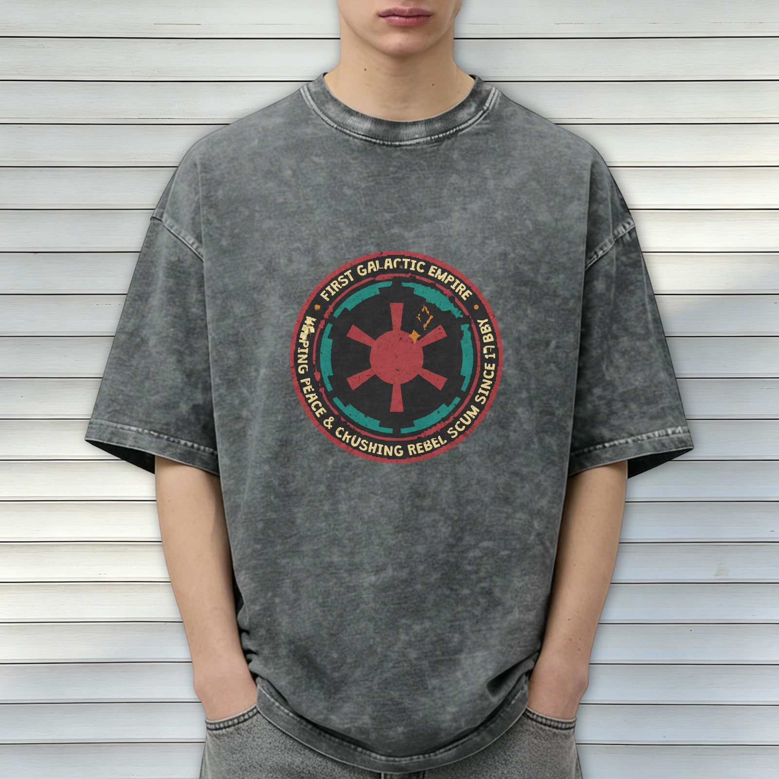 First Galactic Empire Distressed Graphic T-Shirt