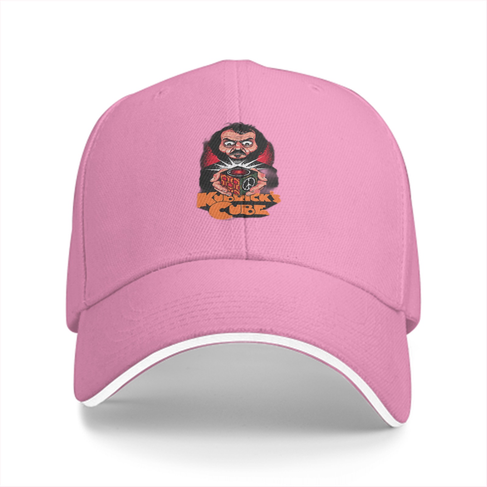 Black Baseball Cap with Kubrick's Cube Graphic Print