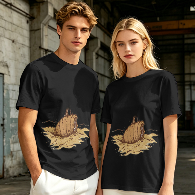 Olive Green T-Shirt With Sandworm Desert Print