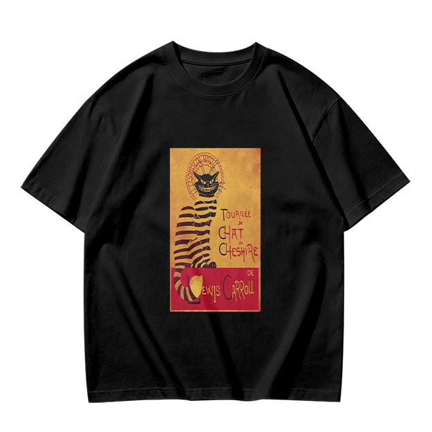 Olive T-shirt with Cheshire Cat Tournee Chat Print