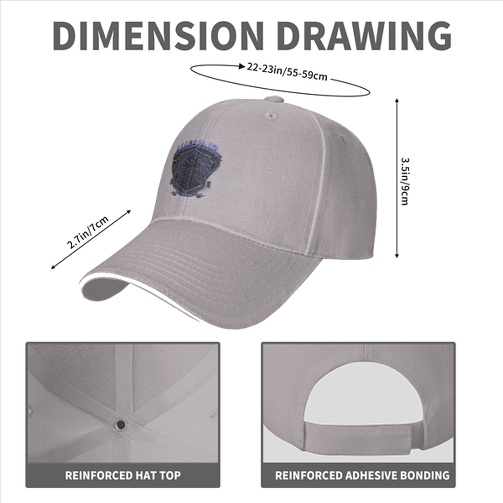 Black Ravenclaw themed baseball cap with house crest