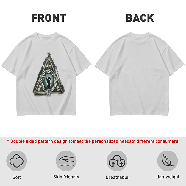 Olive T-shirt with Harry Potter Deathly Hallows Silhouette Print