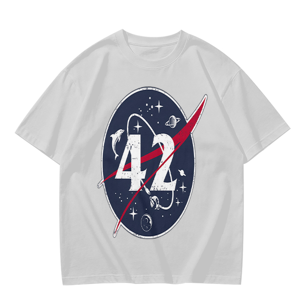 Olive Green Space Themed T-Shirt With Number 42 Graphic