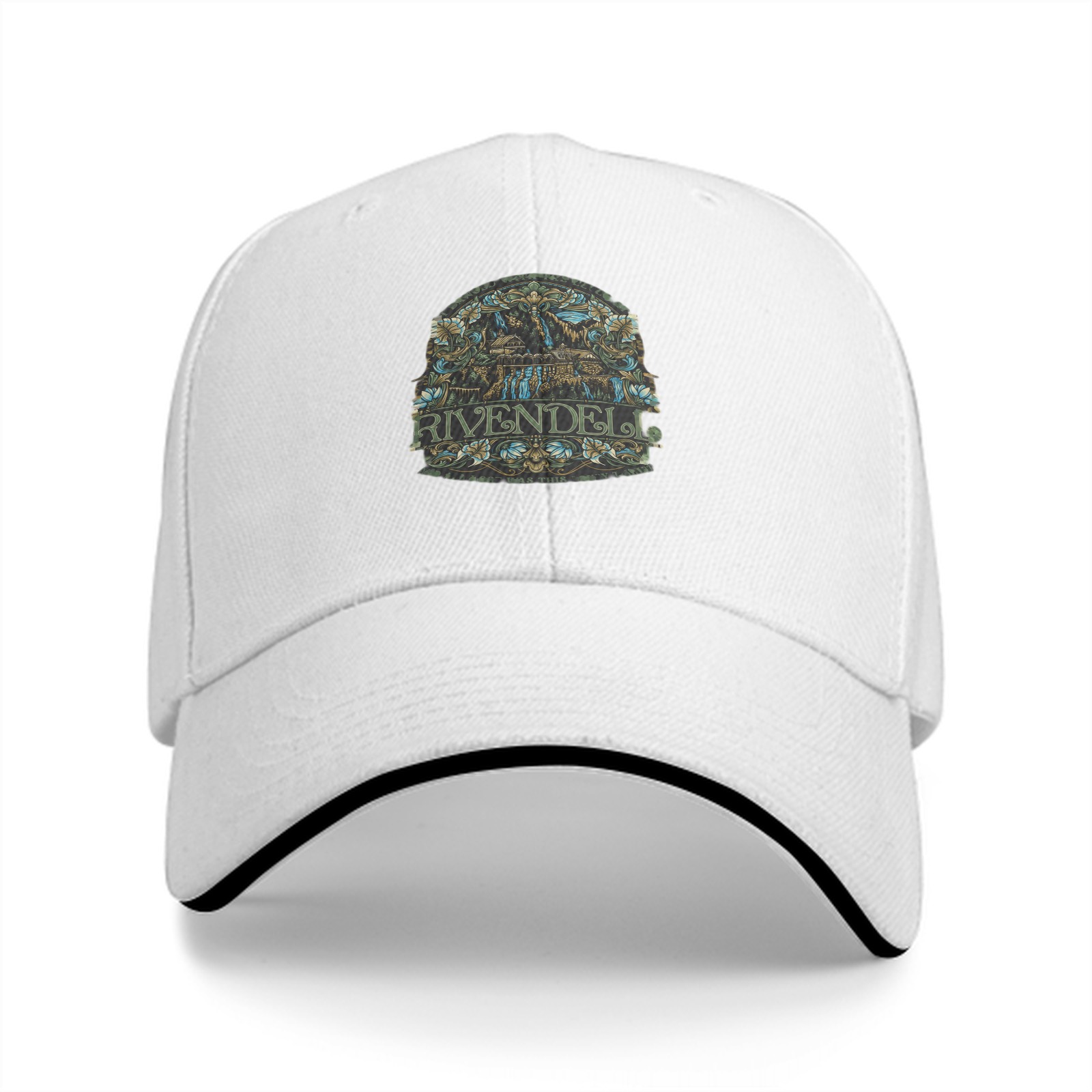 Black Baseball Cap with Rivendell Fantasy Art Emblem