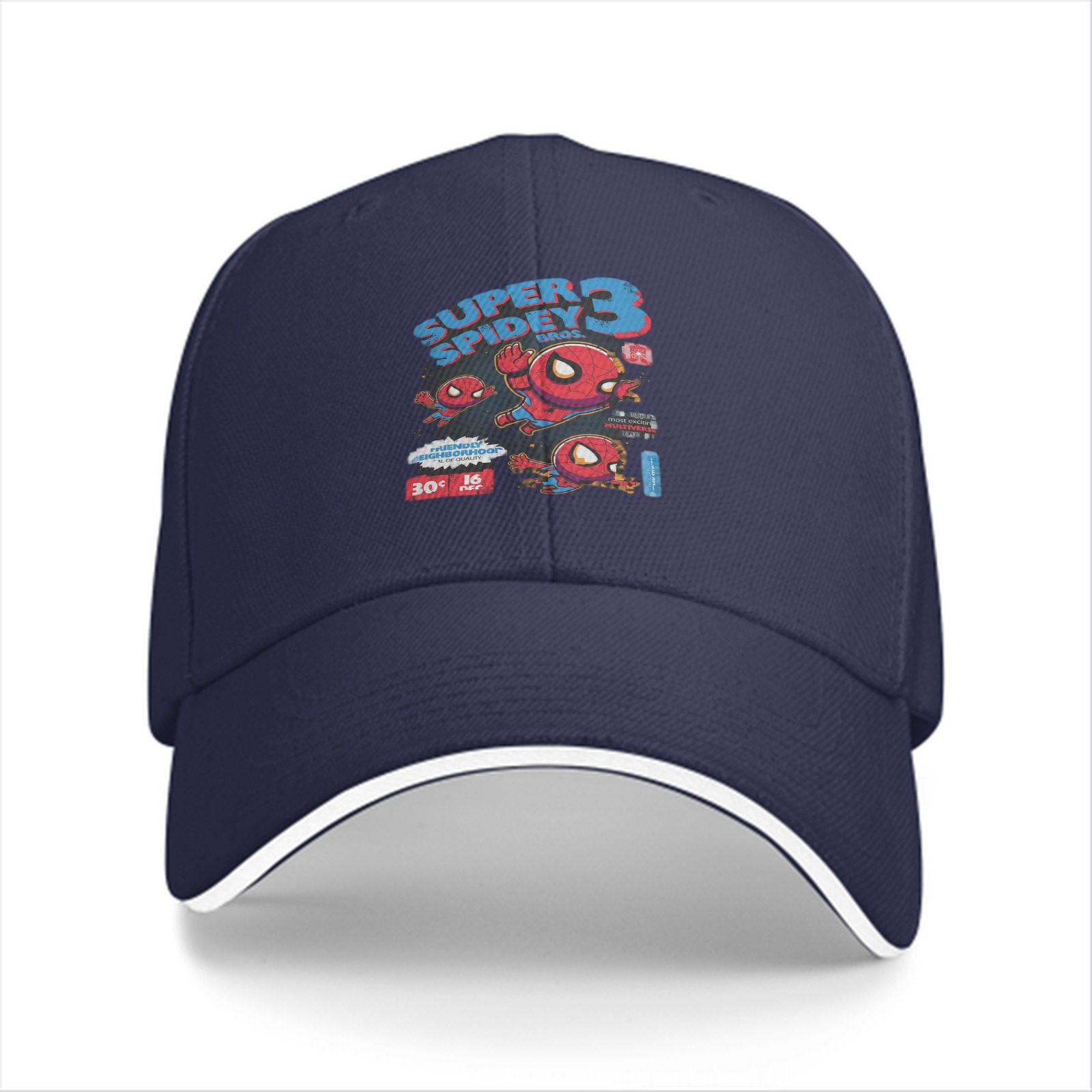 Black Baseball Cap With Super Spidey 3 Graphic Print