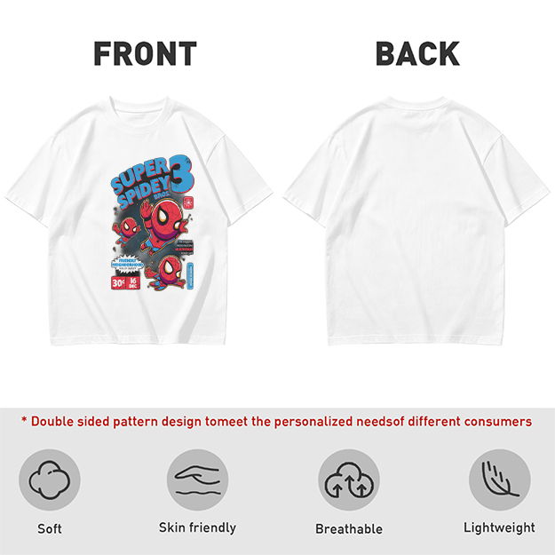 Olive T-shirt with Super Spidey 3 Chibi Spider-Man Graphic
