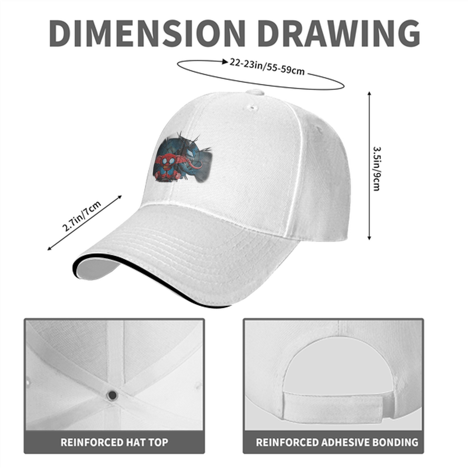 Black baseball cap with Stitch Spider-Man and Venom graphic