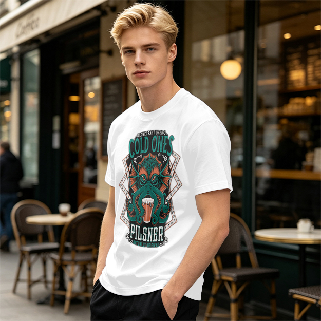 Cold Ones Pilsner Lovecraft Beer Octopus Graphic T-Shirt