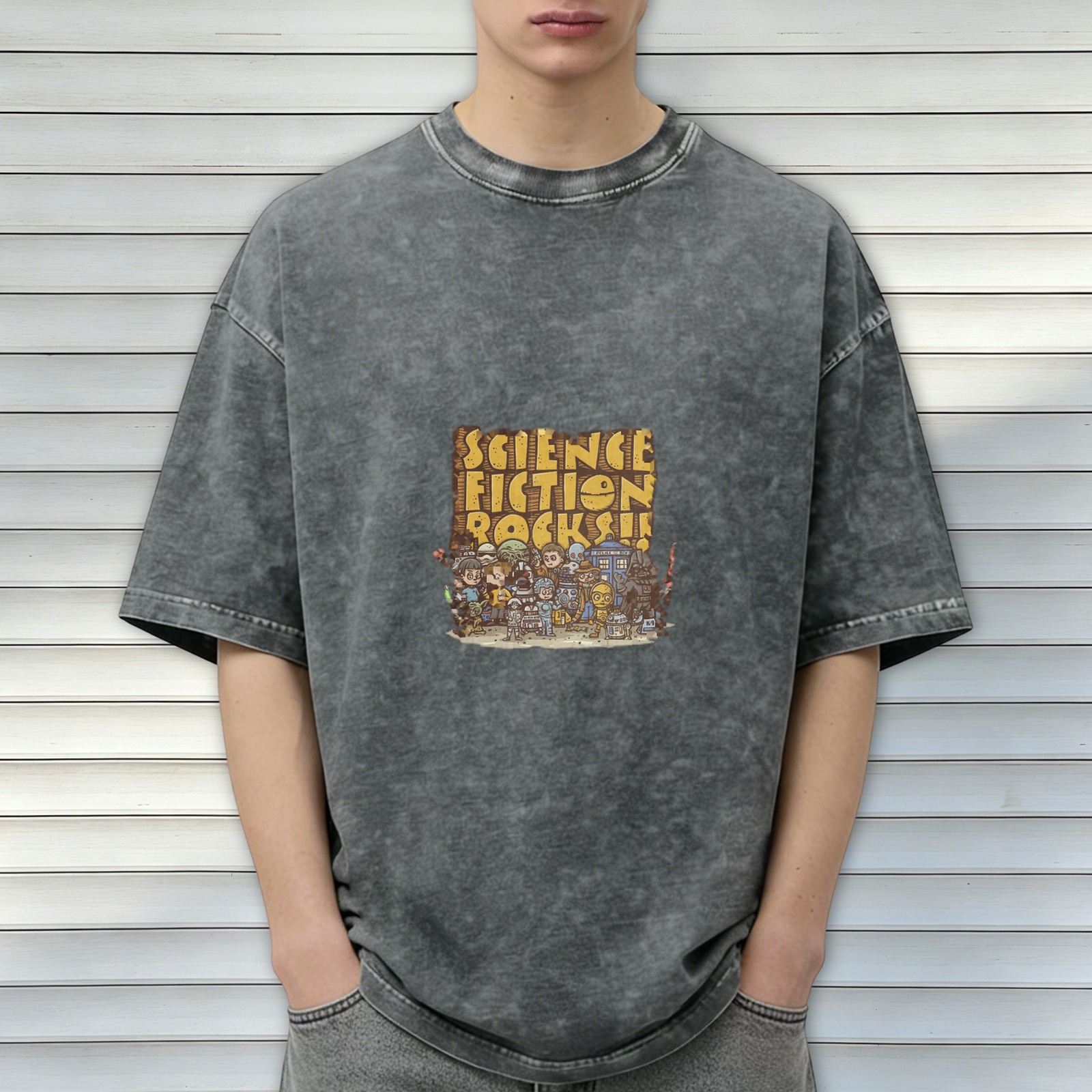 Science Fiction Rocks! Vintage Wash Graphic T-Shirt