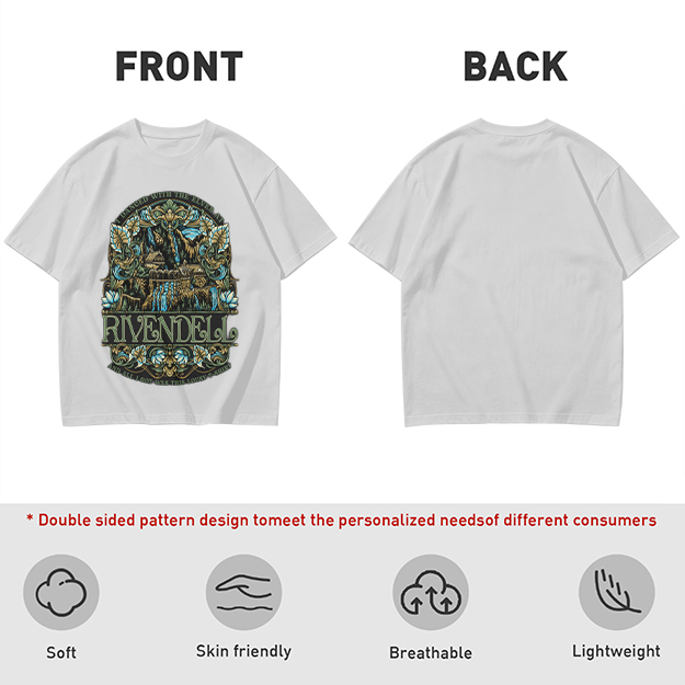 Olive Green Rivendell Themed Graphic T-Shirt