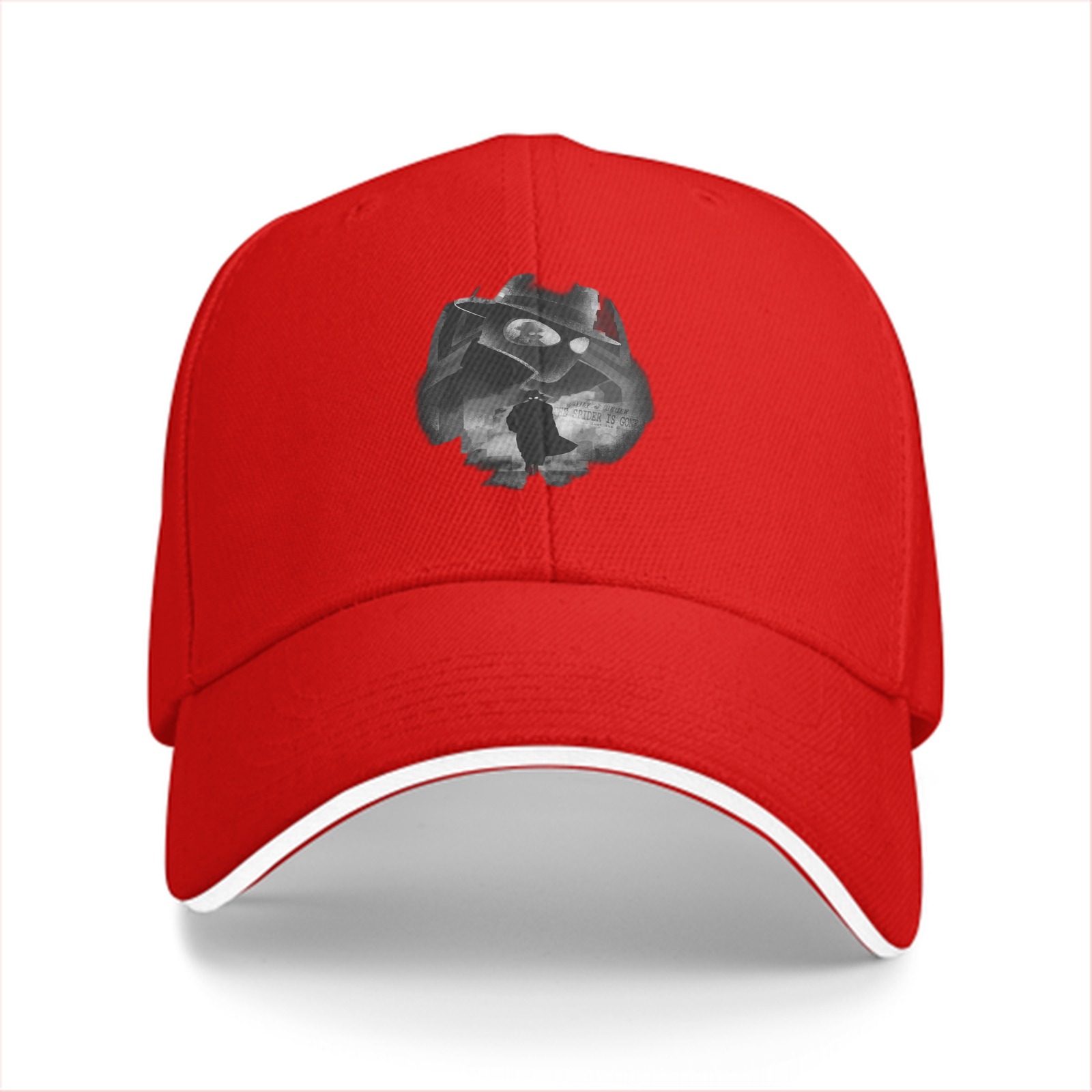 Black Baseball Cap With Monochrome Cowboy Silhouette Graphic