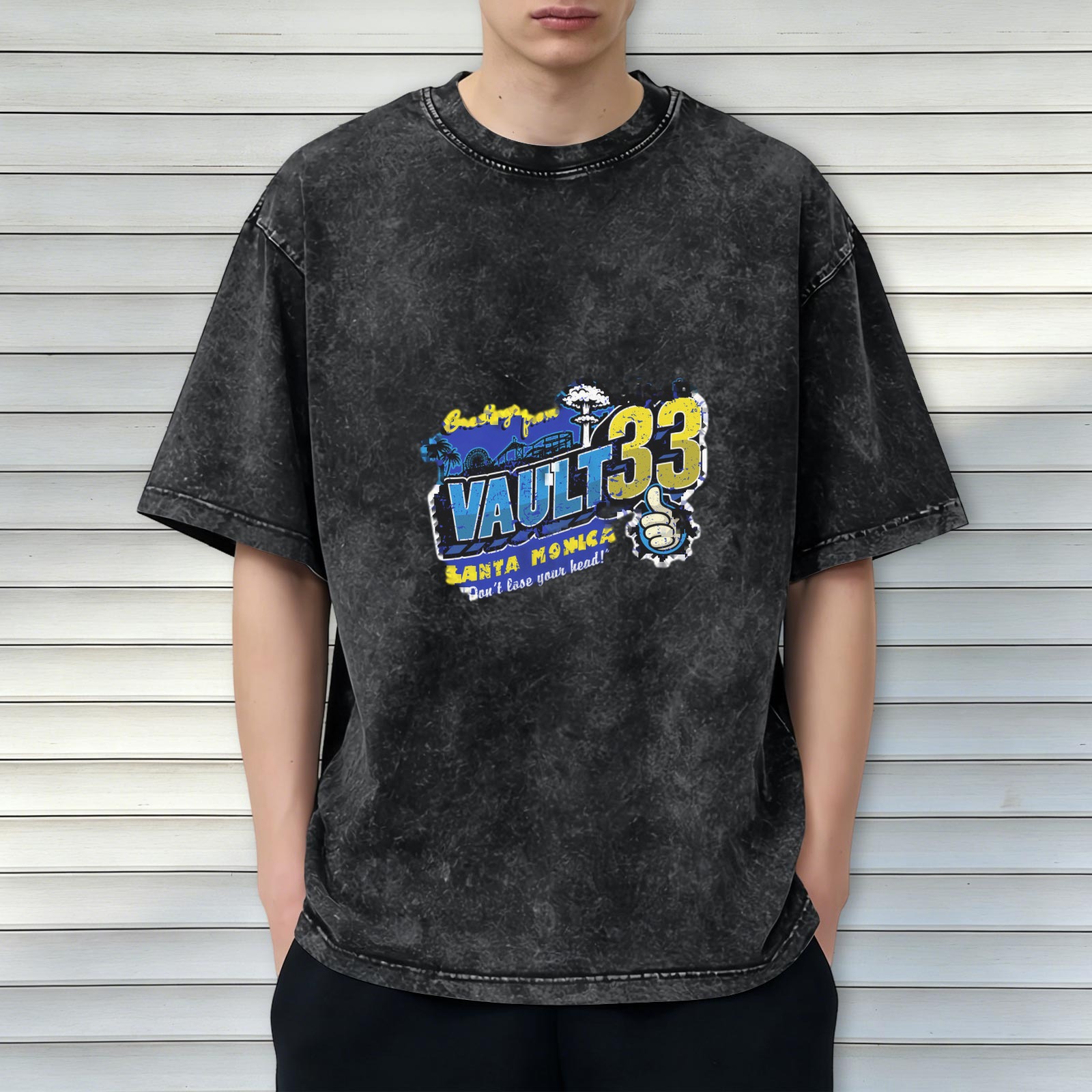 Fallout Vault 33 Santa Monica Acid Wash Graphic T-Shirt