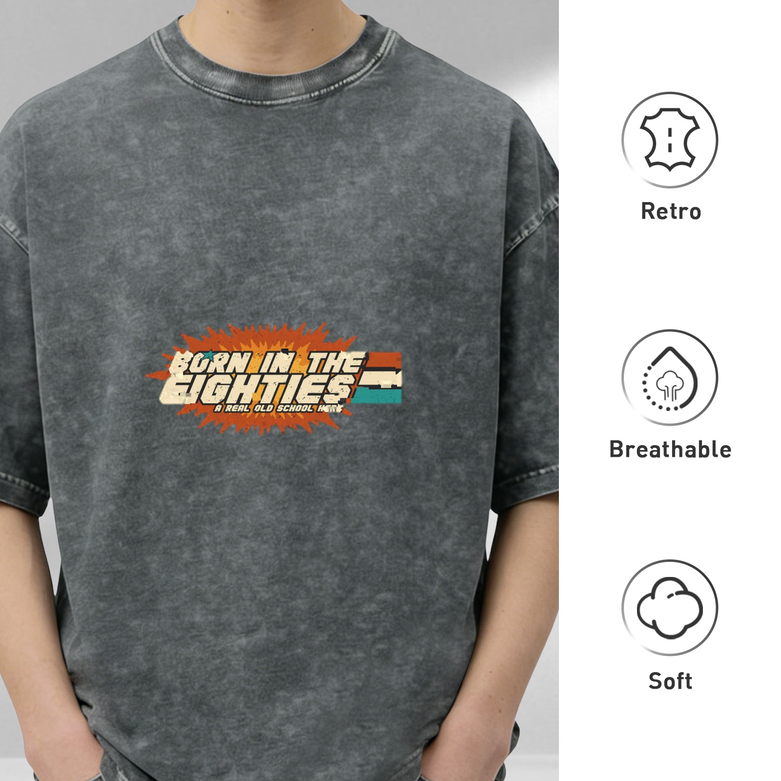 Vintage Born in the Eighties Graphic Washed T-Shirt