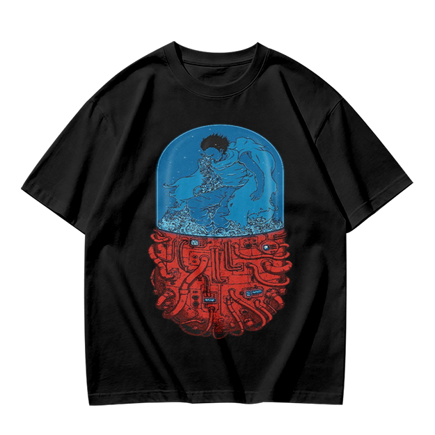 Olive T-Shirt With Surreal Capsule Water Figure Graphic