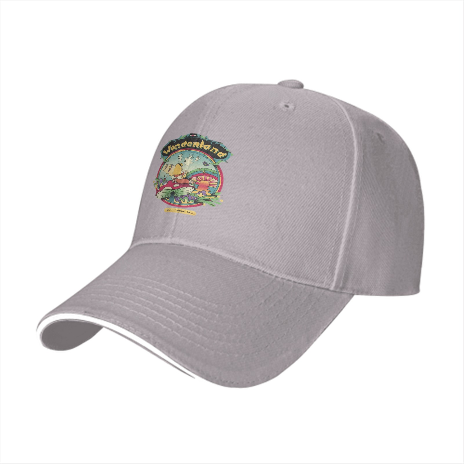 Black Baseball Cap With Wonderland Mushroom Fantasy Art Print