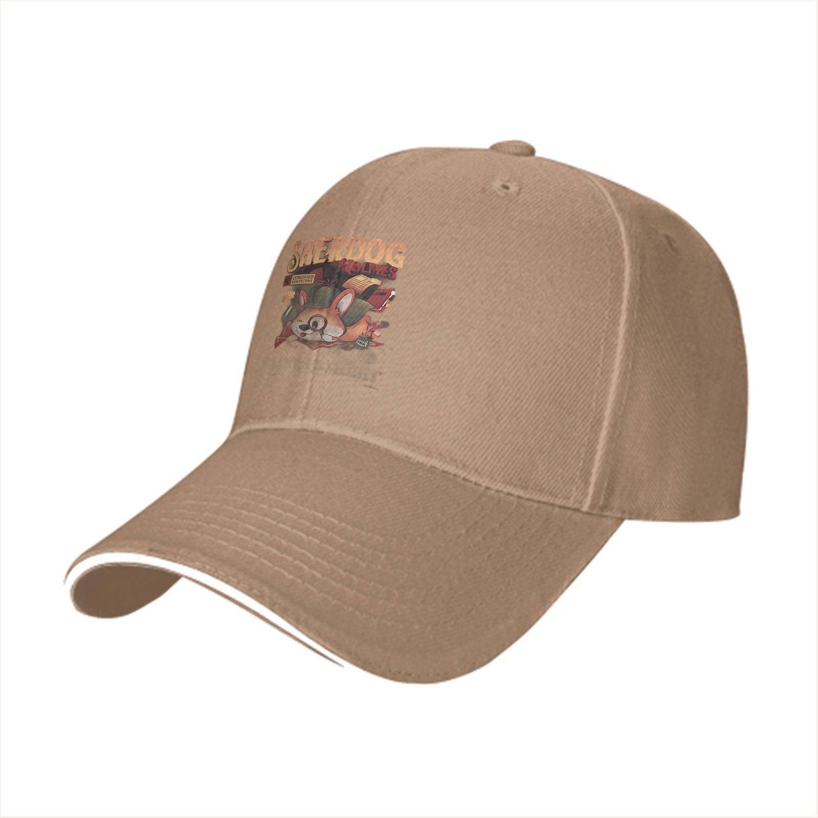 Black baseball cap with Sherdog Holmes dog graphic print