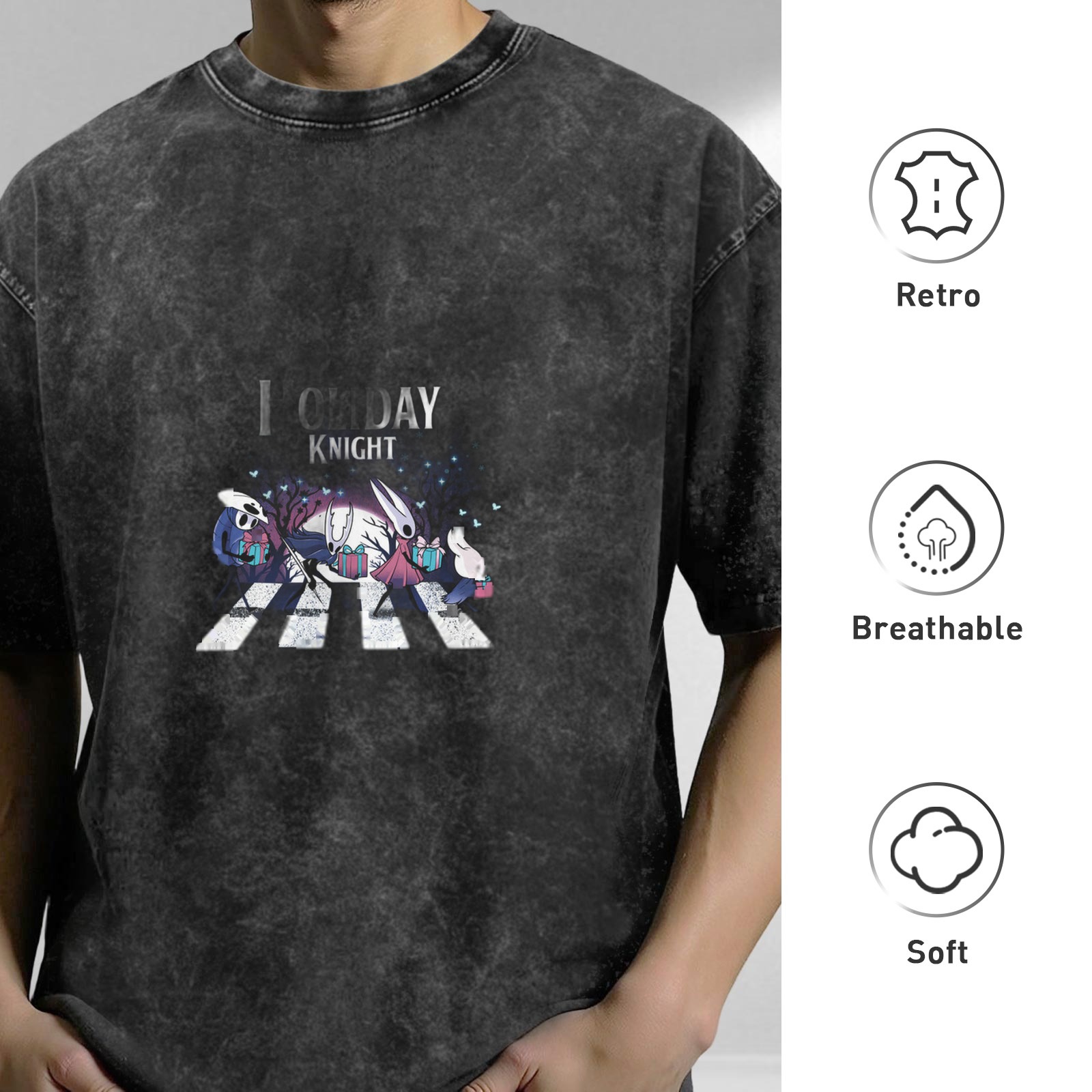 Hollow Knight Holiday Abbey Road Graphic Dark Wash T-Shirt