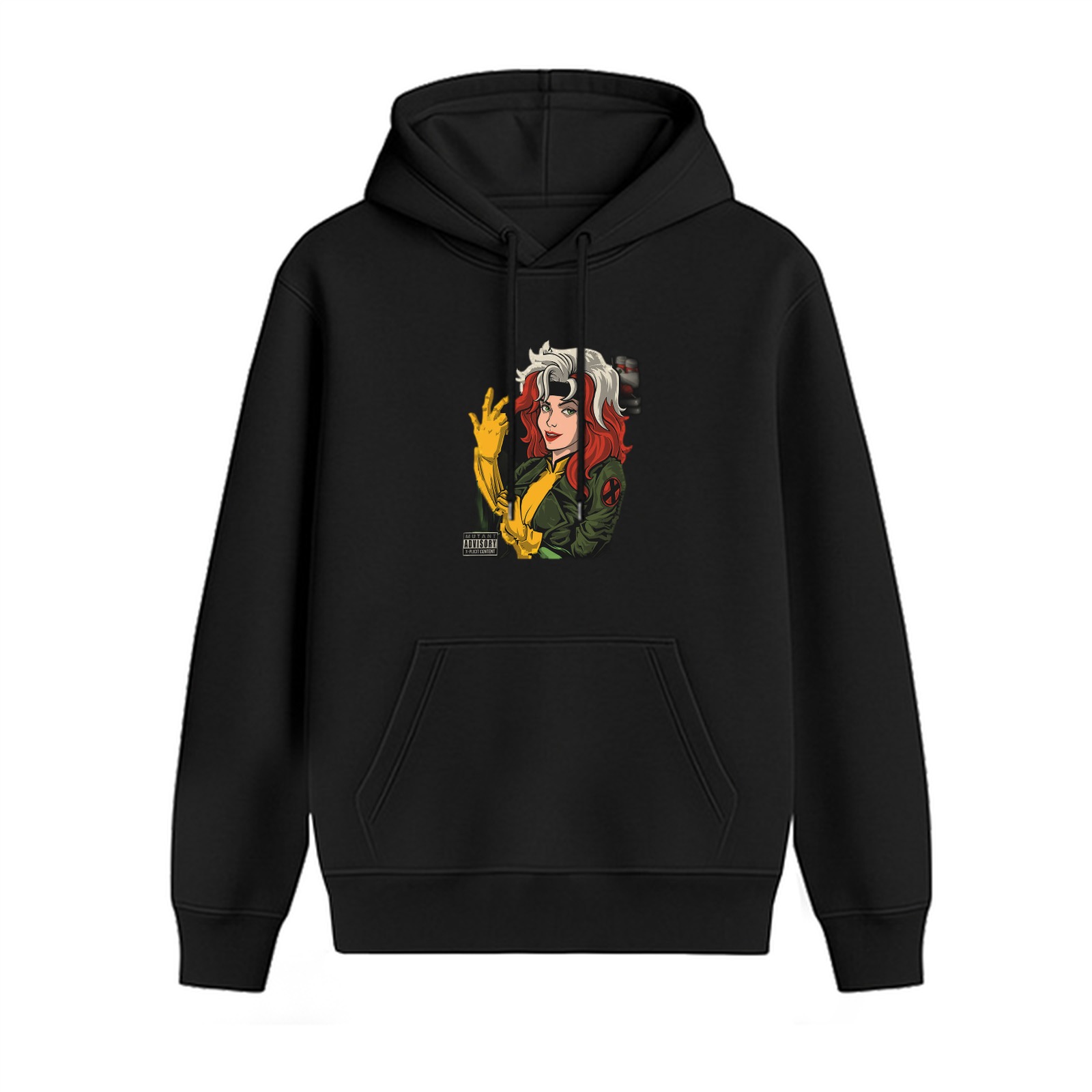 Black Hoodie With Rogue X-Men Graphic Print