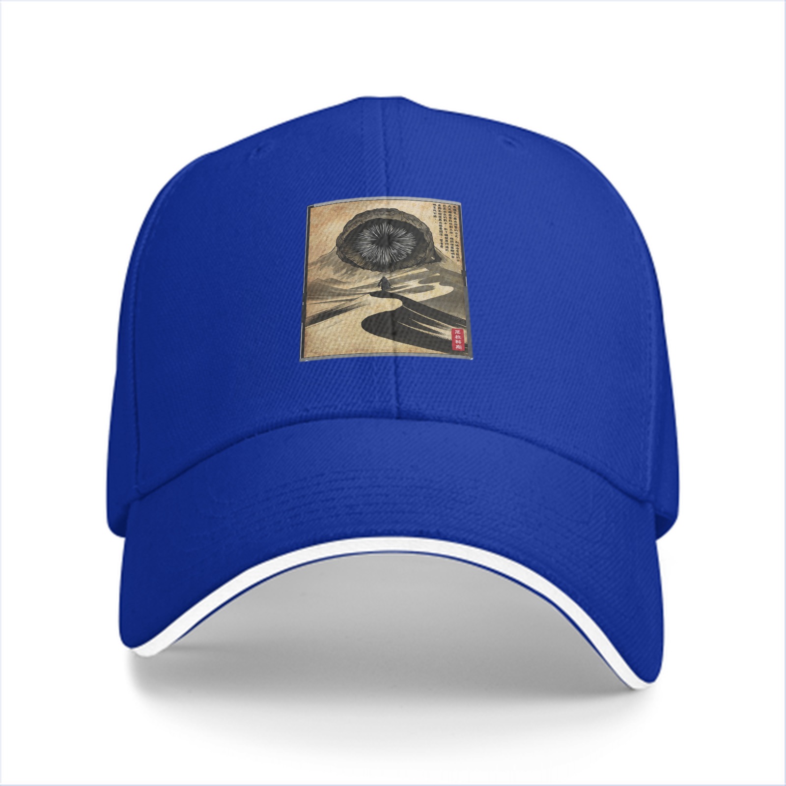 Black baseball cap with desert eye landscape graphic print