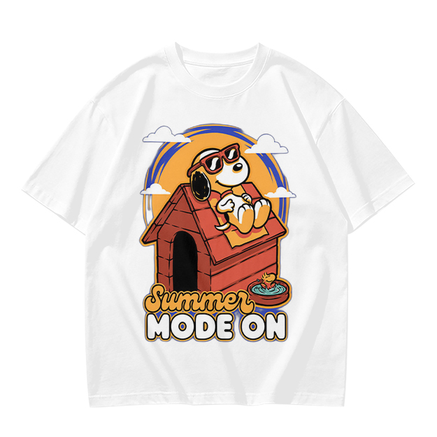 Olive t-shirt with Snoopy summer mode on graphic design