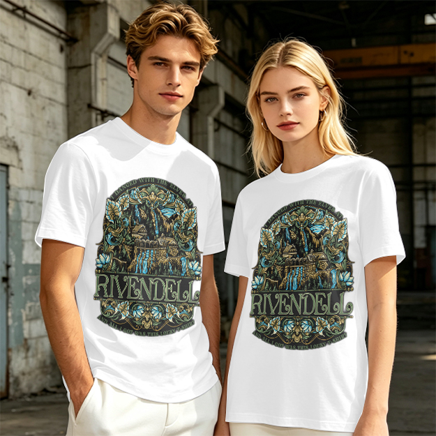 Olive Green Rivendell Themed Graphic T-Shirt