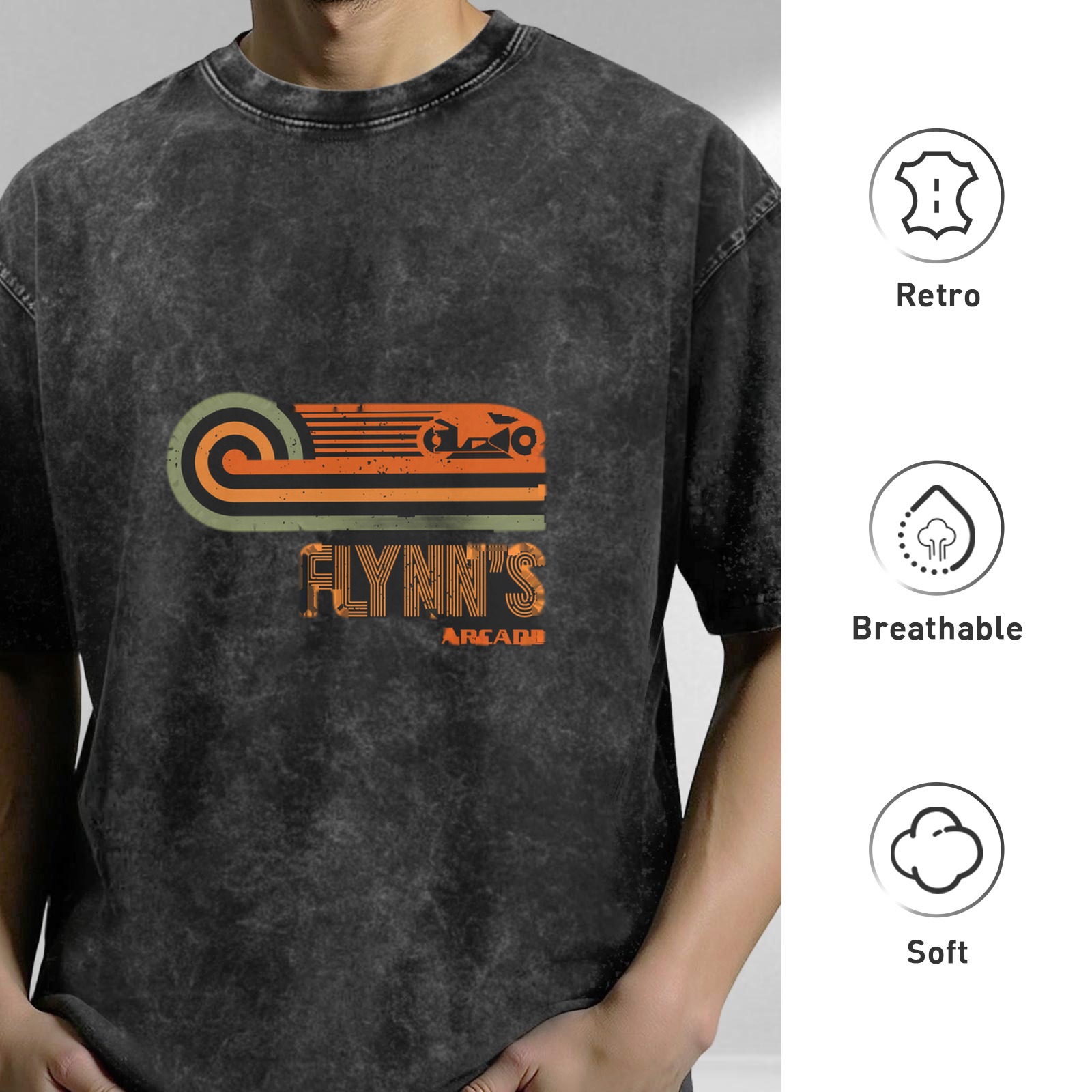Flynn's Arcade Retro Graphic Acid Wash T-Shirt