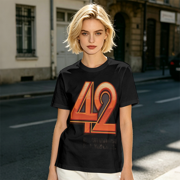 Olive Green T-Shirt With Retro Number 42 Graphic Print