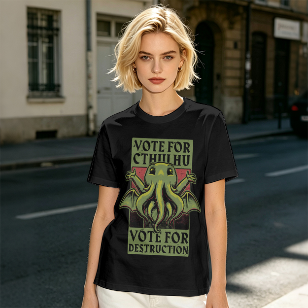 Vote For Cthulhu Funny Graphic T-Shirt Design