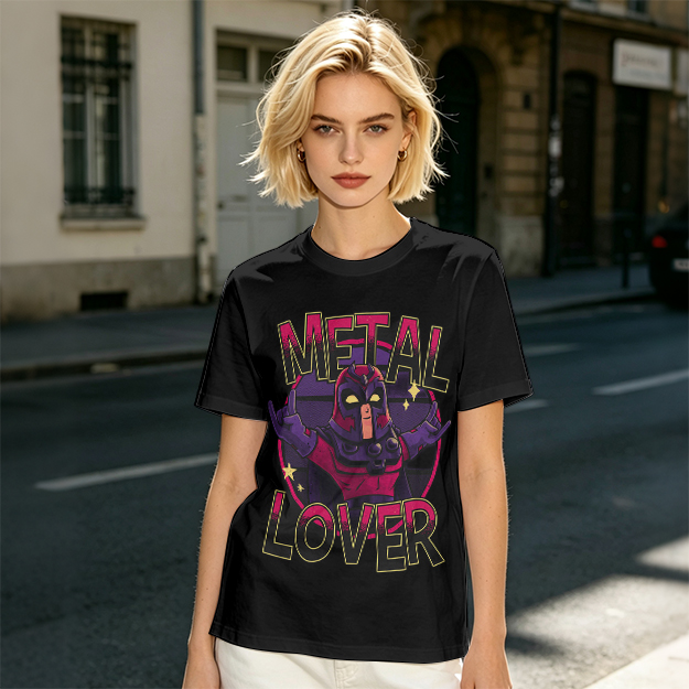 Olive Green T-Shirt with Metal Lover Super Villain Graphic