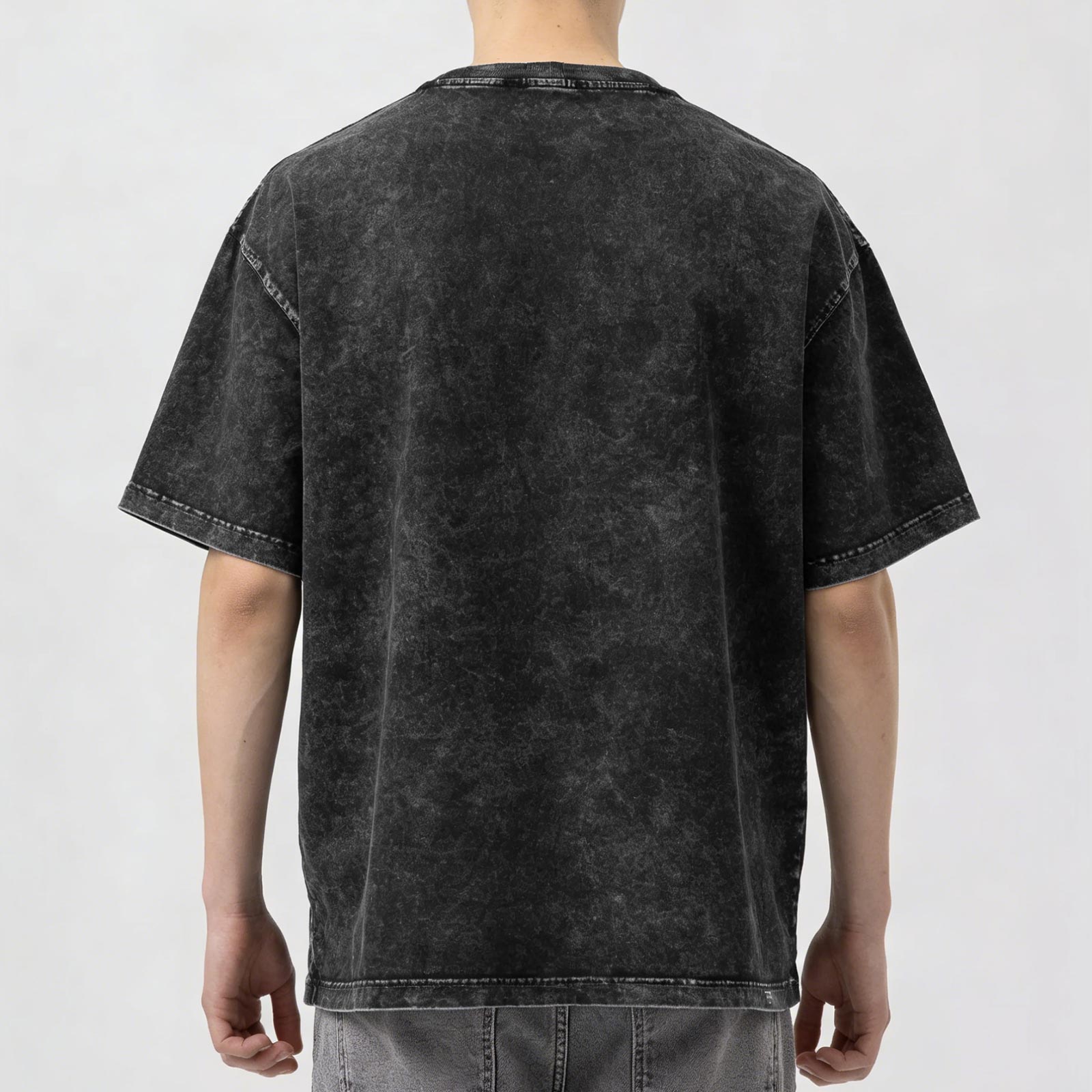 Oversized Dark Wash T-Shirt With Master Chief 117 Graphic