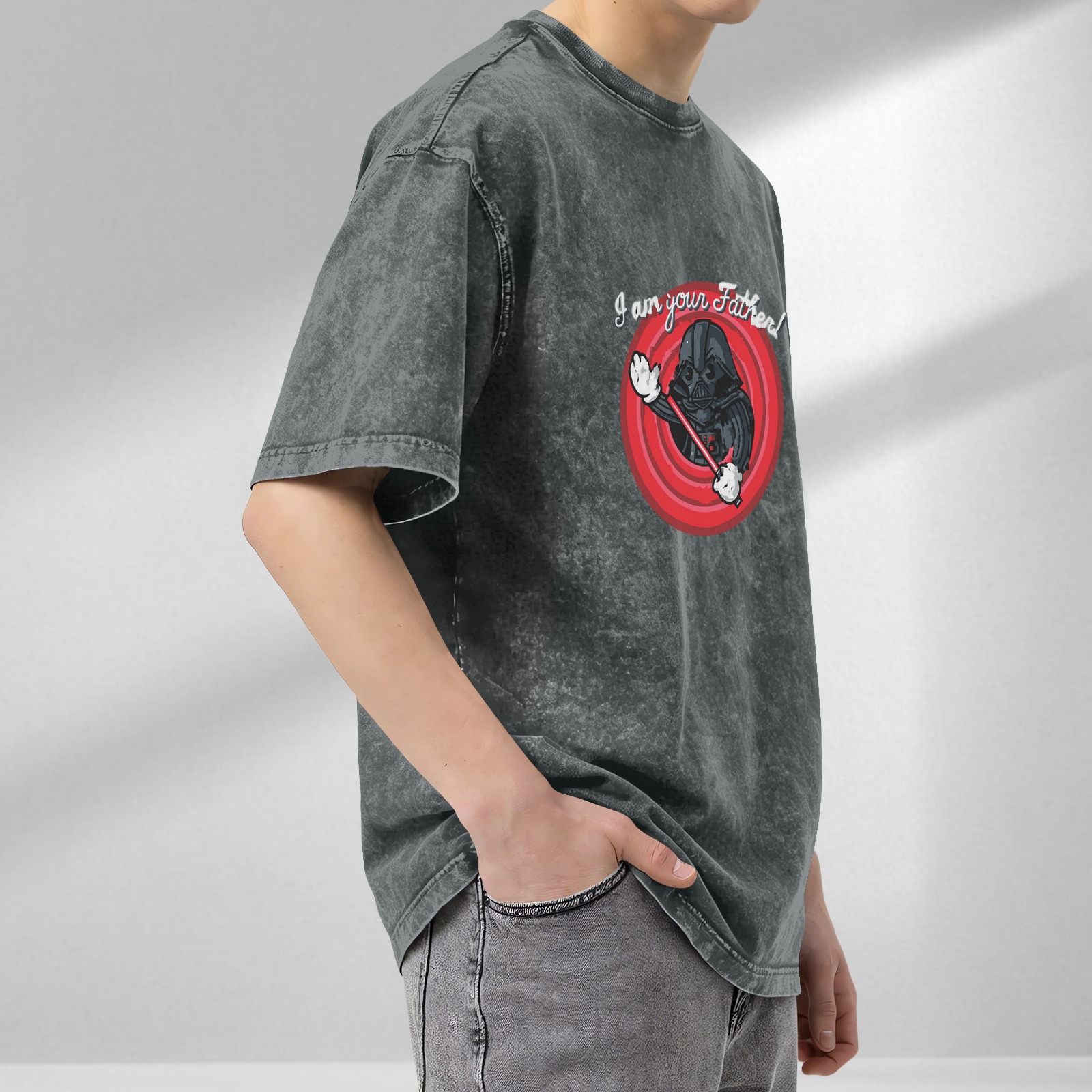 Washed black graphic t-shirt with Darth Vader 'I am your Father' print