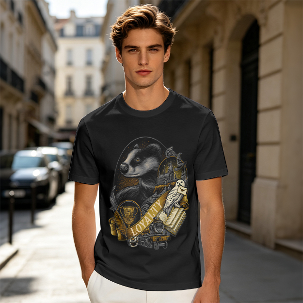 Olive Green Hufflepuff Loyalty Badger Graphic T-Shirt